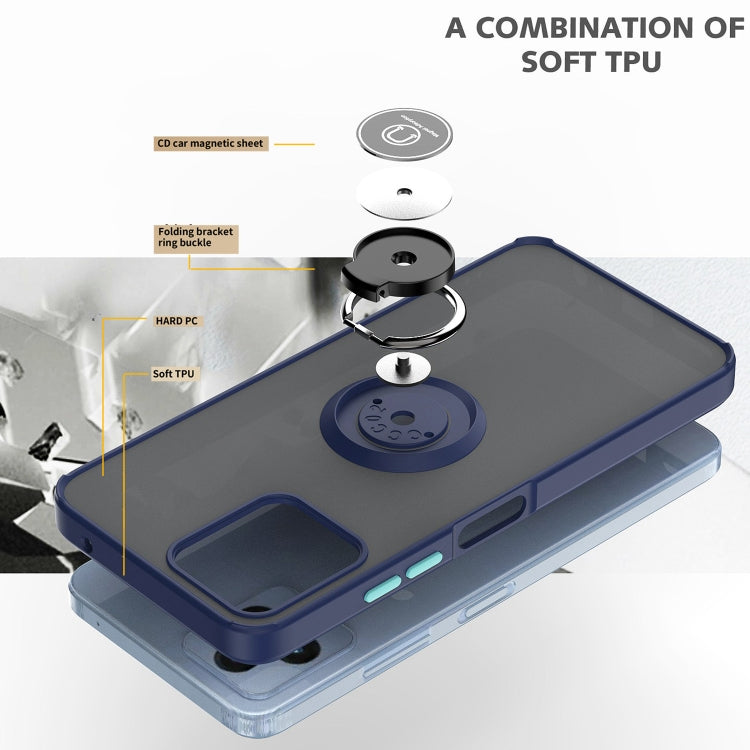 For T-Mobile REVVL 6 5G Q Shadow 1 Series TPU + PC Phone Case with Ring