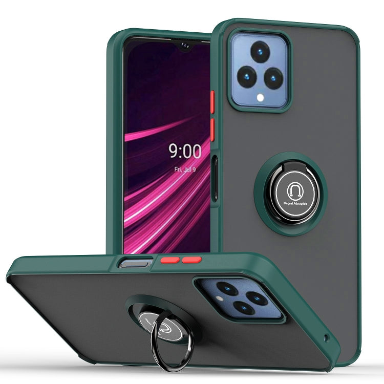 For T-Mobile REVVL 6 5G Q Shadow 1 Series TPU + PC Phone Case with Ring