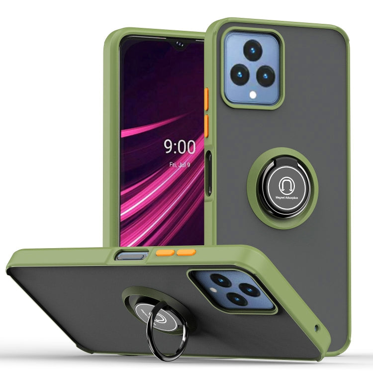 For T-Mobile REVVL 6 5G Q Shadow 1 Series TPU + PC Phone Case with Ring