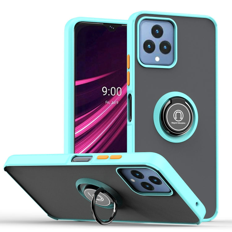 For T-Mobile REVVL 6 5G Q Shadow 1 Series TPU + PC Phone Case with Ring