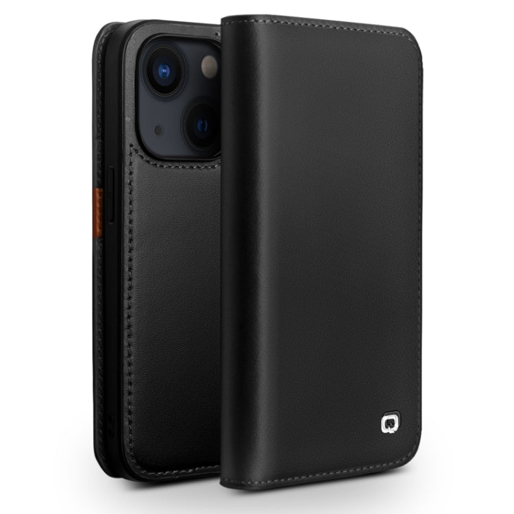 For iPhone 14 Plus QIALINO Business Horizontal Flip PU Phone Case