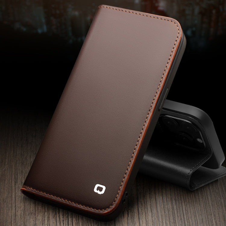 For iPhone 14 Plus QIALINO Business Horizontal Flip PU Phone Case