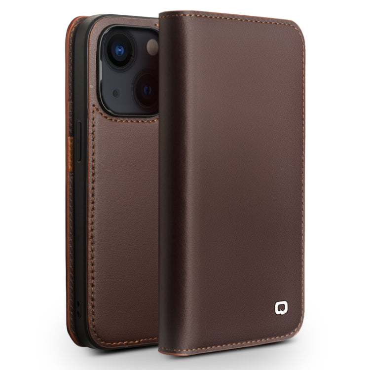 For iPhone 14 Plus QIALINO Business Horizontal Flip PU Phone Case