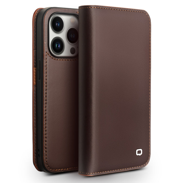 For iPhone 14 Pro QIALINO Business Horizontal Flip PU Phone Case