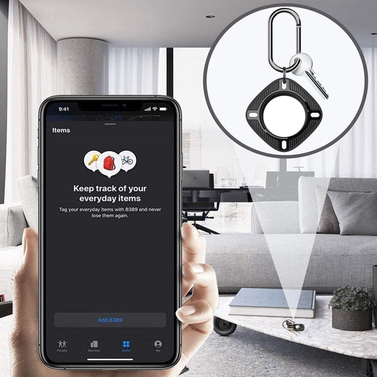 Locator Anti-Lost Square Carbon Fiber Case with Keychain Ring For AirTag