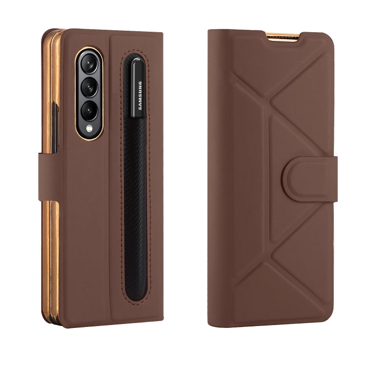 For Samsung Galaxy Z Fold4 GKK Transformers Shockproof Folding Phone Leather Case with Pen Slot & Stand