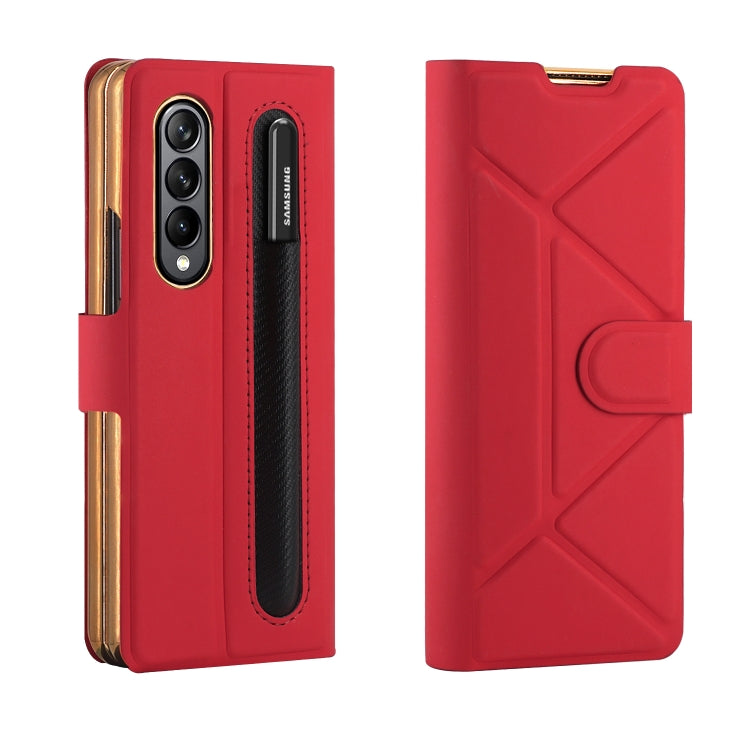 For Samsung Galaxy Z Fold4 GKK Transformers Shockproof Folding Phone Leather Case with Pen Slot & Stand