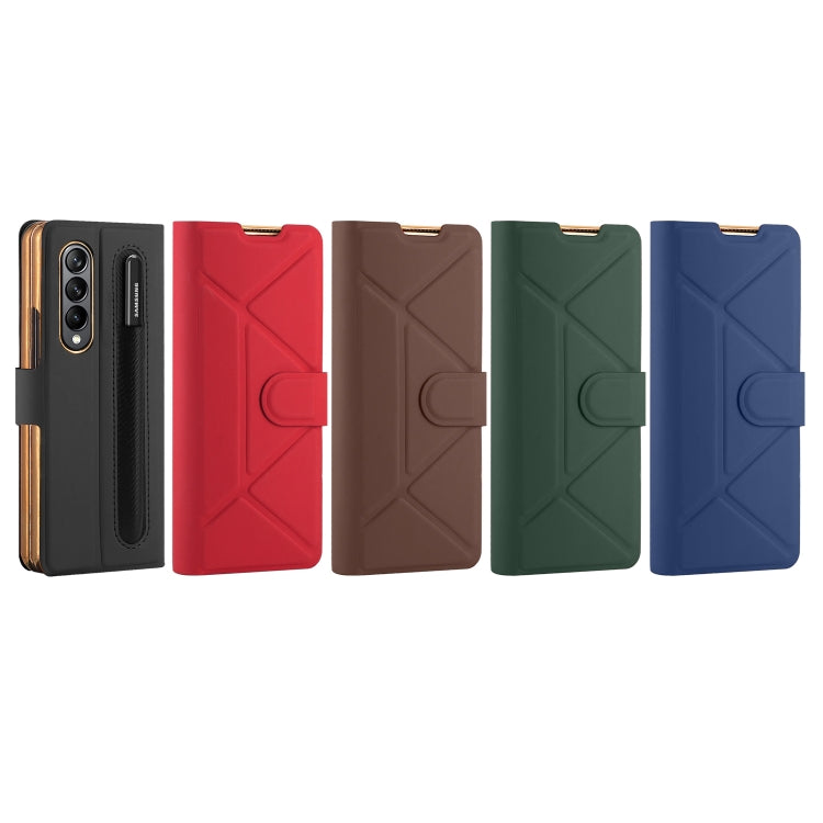 For Samsung Galaxy Z Fold4 GKK Transformers Shockproof Folding Phone Leather Case with Pen Slot & Stand