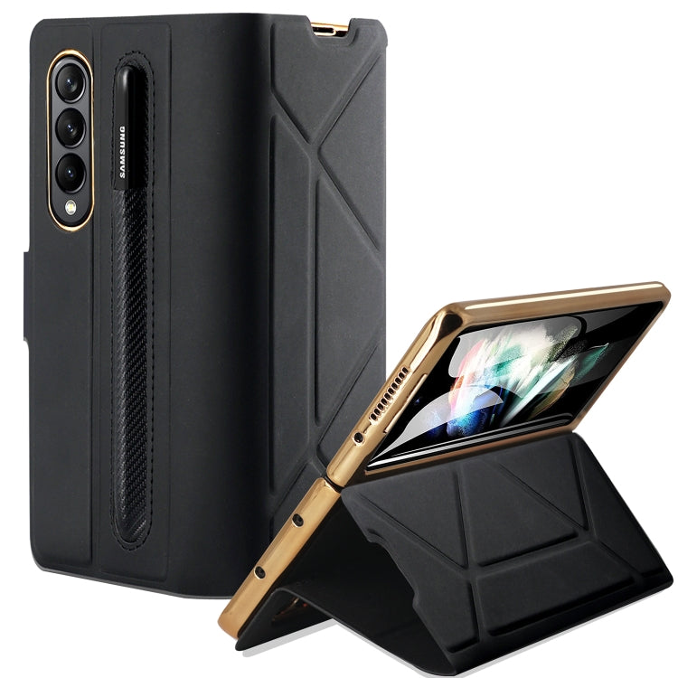 For Samsung Galaxy Z Fold4 GKK Transformers Shockproof Folding Phone Leather Case with Pen Slot & Stand