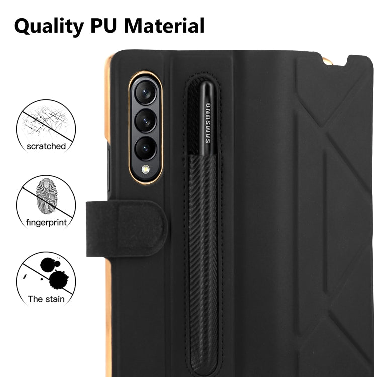 For Samsung Galaxy Z Fold4 GKK Transformers Shockproof Folding Phone Leather Case with Pen Slot & Stand