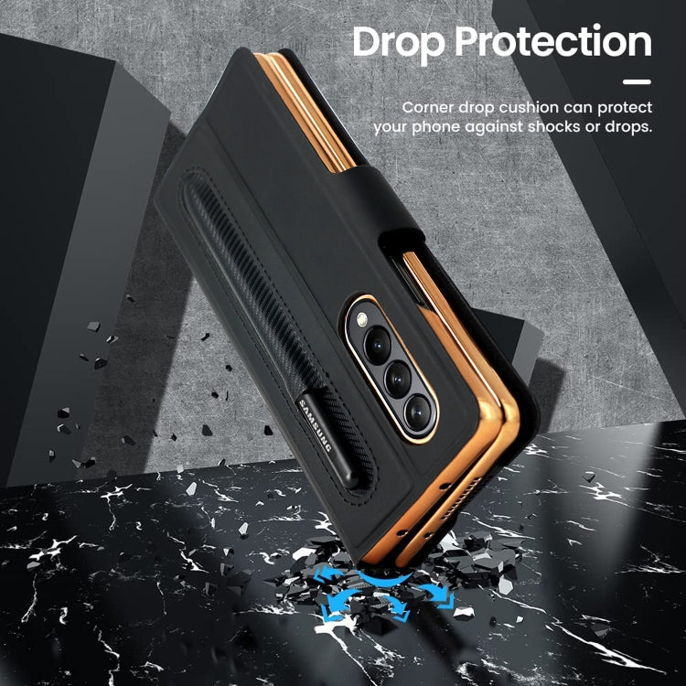 For Samsung Galaxy Z Fold4 GKK Transformers Shockproof Folding Phone Leather Case with Pen Slot & Stand
