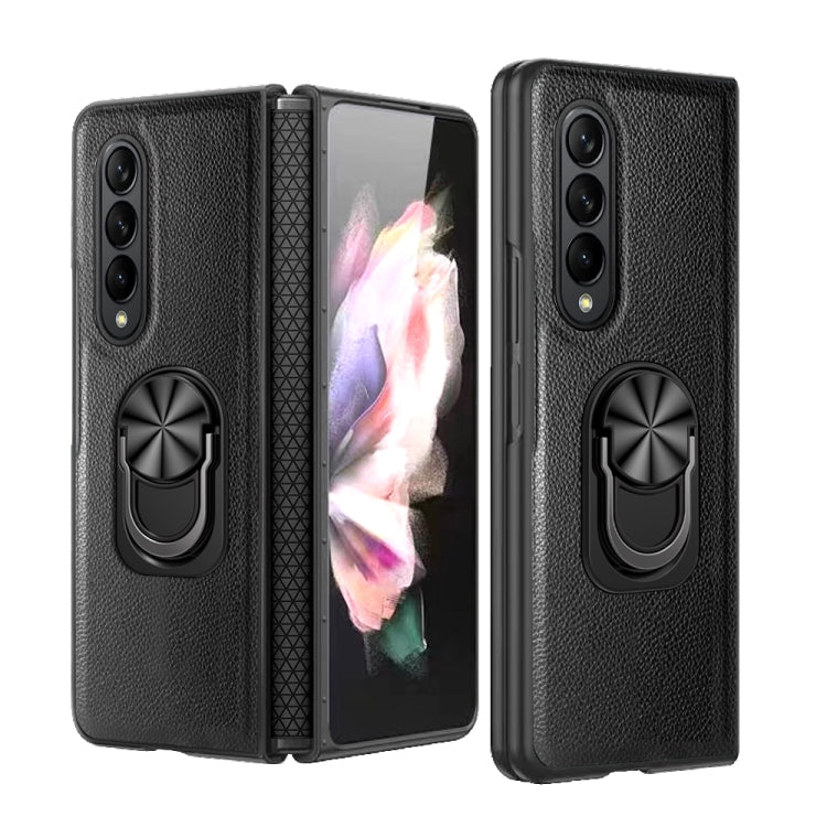 For Samsung Galaxy Z Fold4 GKK Litchi Pattern Foldable Protective Phone Case with Ring Holder