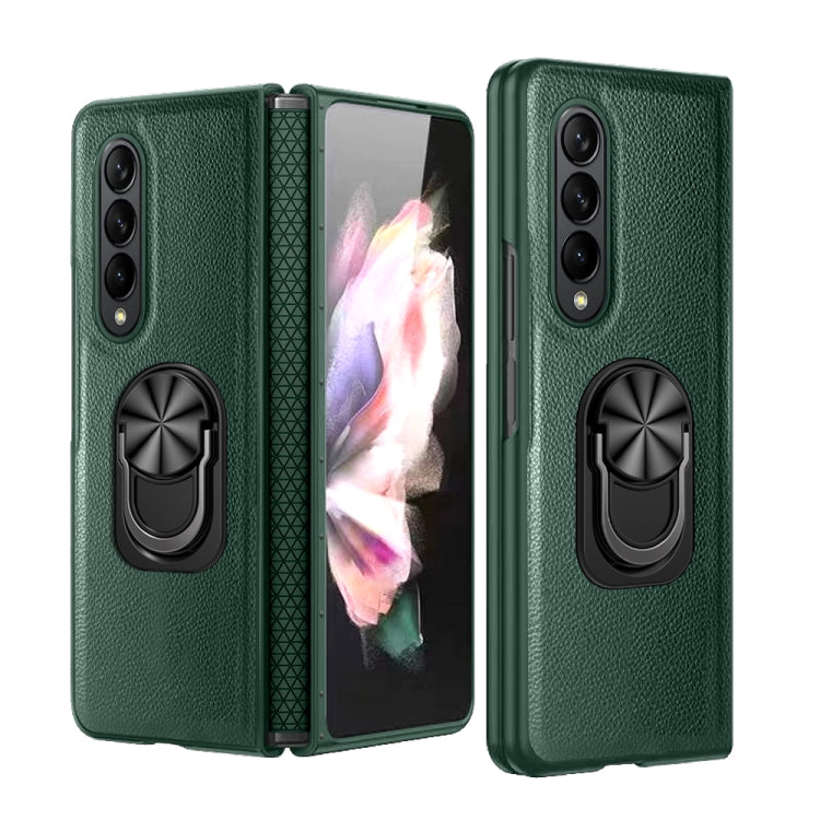 For Samsung Galaxy Z Fold4 GKK Litchi Pattern Foldable Protective Phone Case with Ring Holder