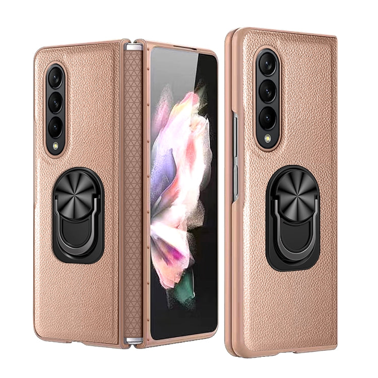 For Samsung Galaxy Z Fold4 GKK Litchi Pattern Foldable Protective Phone Case with Ring Holder