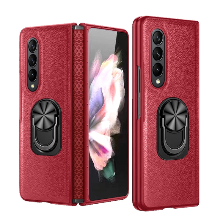 For Samsung Galaxy Z Fold4 GKK Litchi Pattern Foldable Protective Phone Case with Ring Holder