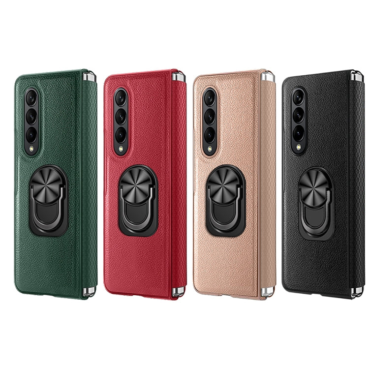 For Samsung Galaxy Z Fold4 GKK Litchi Pattern Foldable Protective Phone Case with Ring Holder