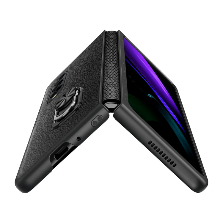 For Samsung Galaxy Z Fold4 GKK Litchi Pattern Foldable Protective Phone Case with Ring Holder