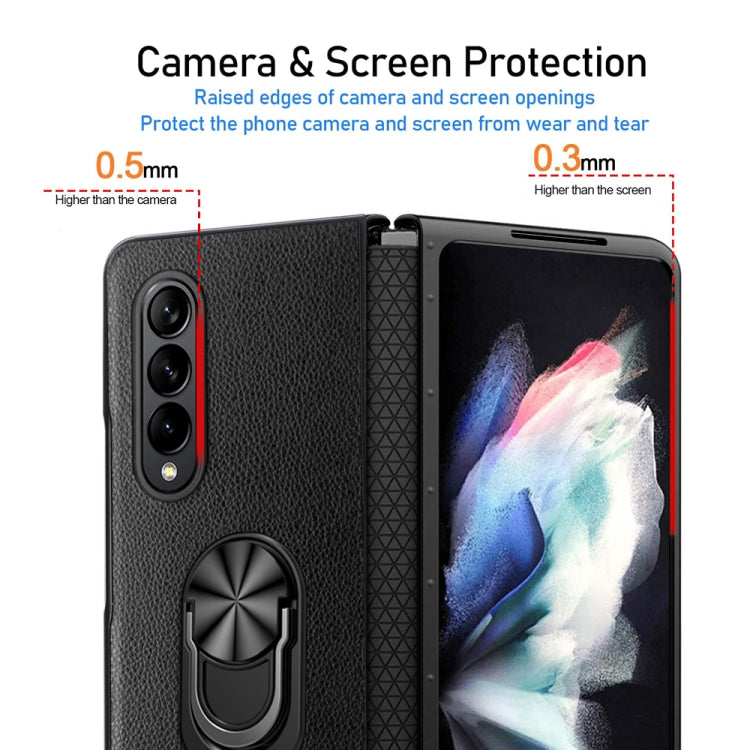 For Samsung Galaxy Z Fold4 GKK Litchi Pattern Foldable Protective Phone Case with Ring Holder