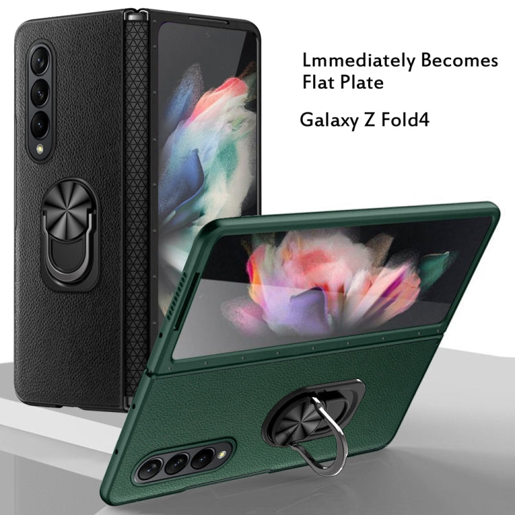 For Samsung Galaxy Z Fold4 GKK Litchi Pattern Foldable Protective Phone Case with Ring Holder