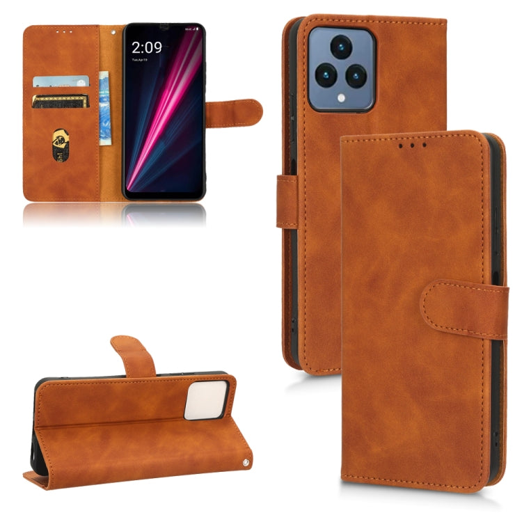 For T-Mobile Revvl 6 5G Skin Feel Magnetic Flip Leather Phone Case
