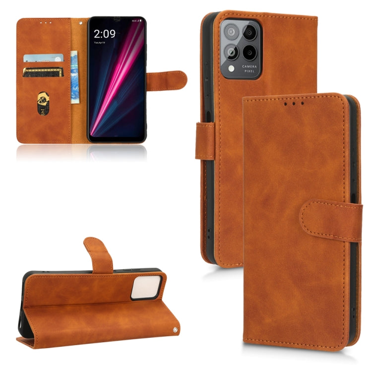 For T-Mobile Revvl 6 Pro 5G Skin Feel Magnetic Flip Leather Phone Case