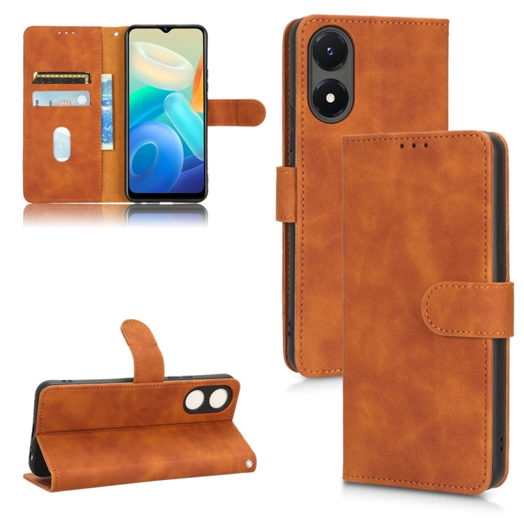 For vivo Y02s Skin Feel Magnetic Flip Leather Phone Case