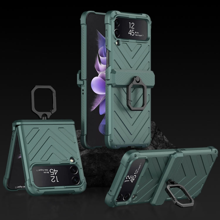 For Samsung Galaxy Z Flip4 GKK Sliding Camshield Magnetic Armor Flip Phone Case with Ring Holder