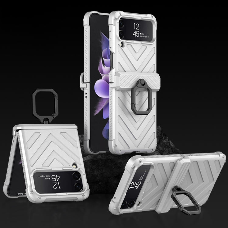 For Samsung Galaxy Z Flip4 GKK Sliding Camshield Magnetic Armor Flip Phone Case with Ring Holder