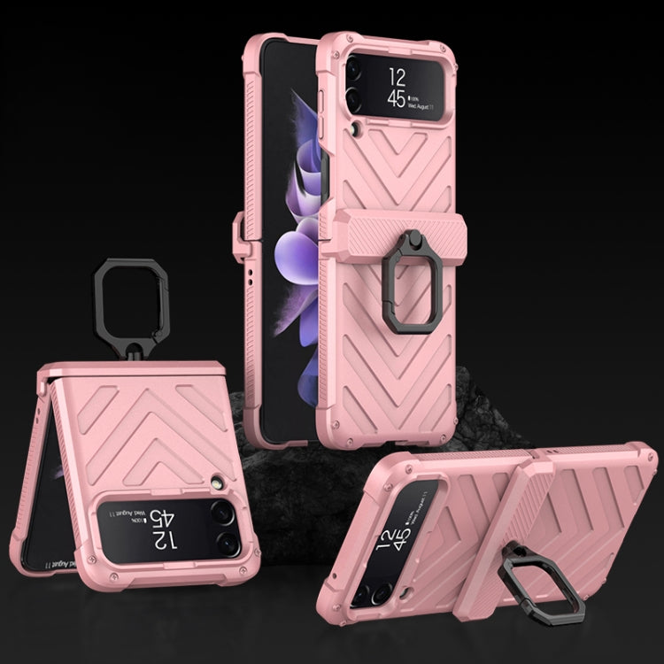 For Samsung Galaxy Z Flip4 GKK Sliding Camshield Magnetic Armor Flip Phone Case with Ring Holder