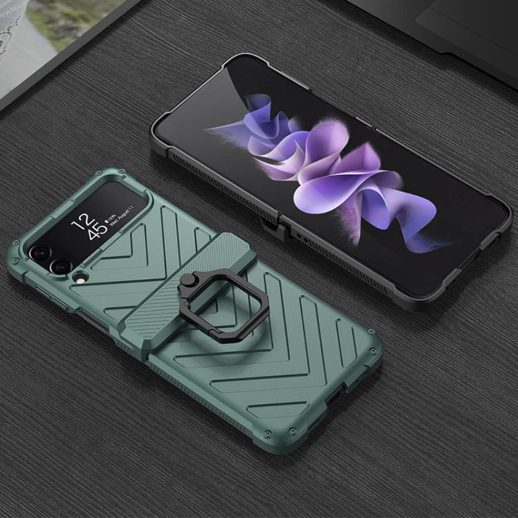 For Samsung Galaxy Z Flip4 GKK Sliding Camshield Magnetic Armor Flip Phone Case with Ring Holder