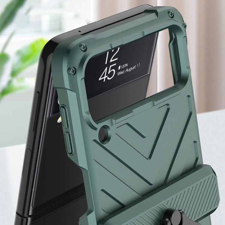 For Samsung Galaxy Z Flip4 GKK Sliding Camshield Magnetic Armor Flip Phone Case with Ring Holder