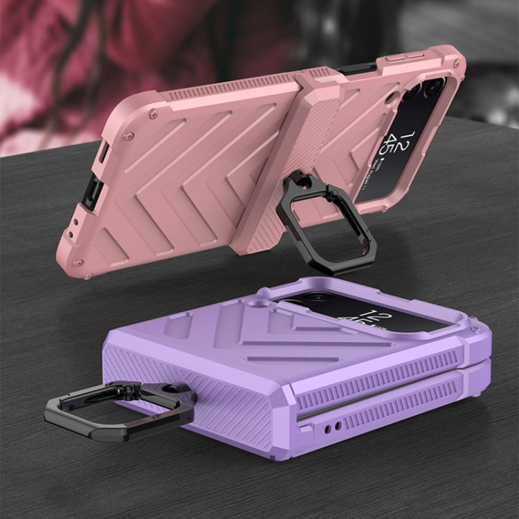 For Samsung Galaxy Z Flip4 GKK Sliding Camshield Magnetic Armor Flip Phone Case with Ring Holder