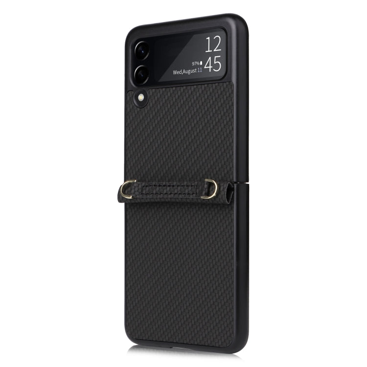 For Samsung Galaxy Z Flip3 5G Straw Mat Texture Lanyard Phone Case