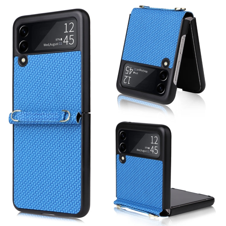 For Samsung Galaxy Z Flip3 5G Straw Mat Texture Lanyard Phone Case