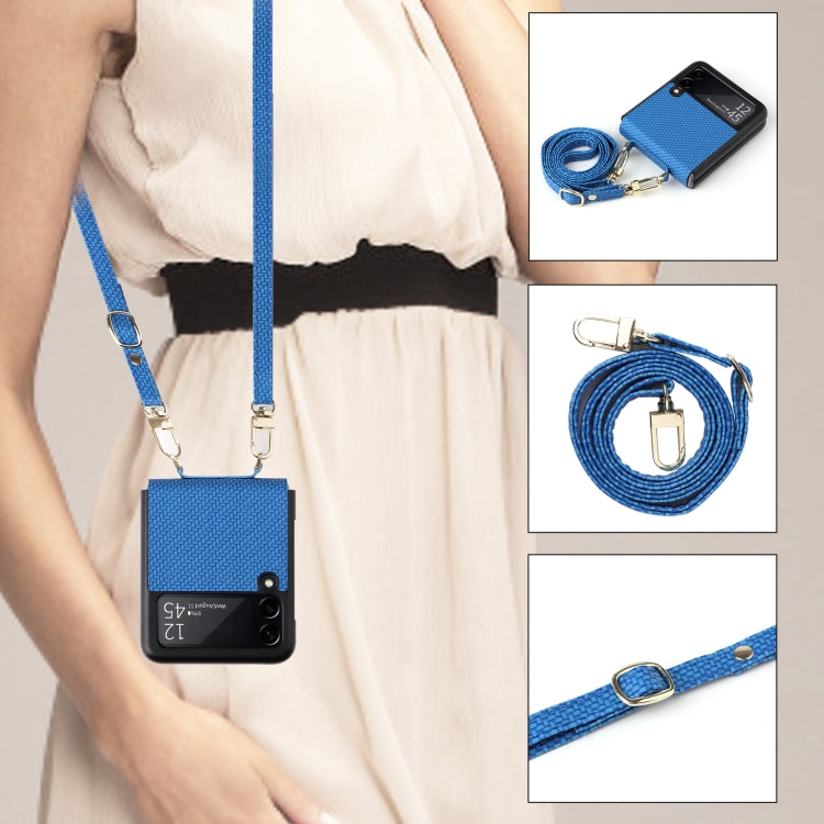 For Samsung Galaxy Z Flip3 5G Straw Mat Texture Lanyard Phone Case