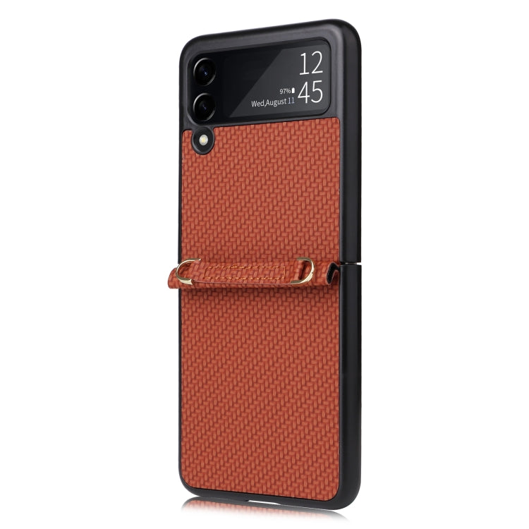 For Samsung Galaxy Z Flip3 5G Straw Mat Texture Lanyard Phone Case