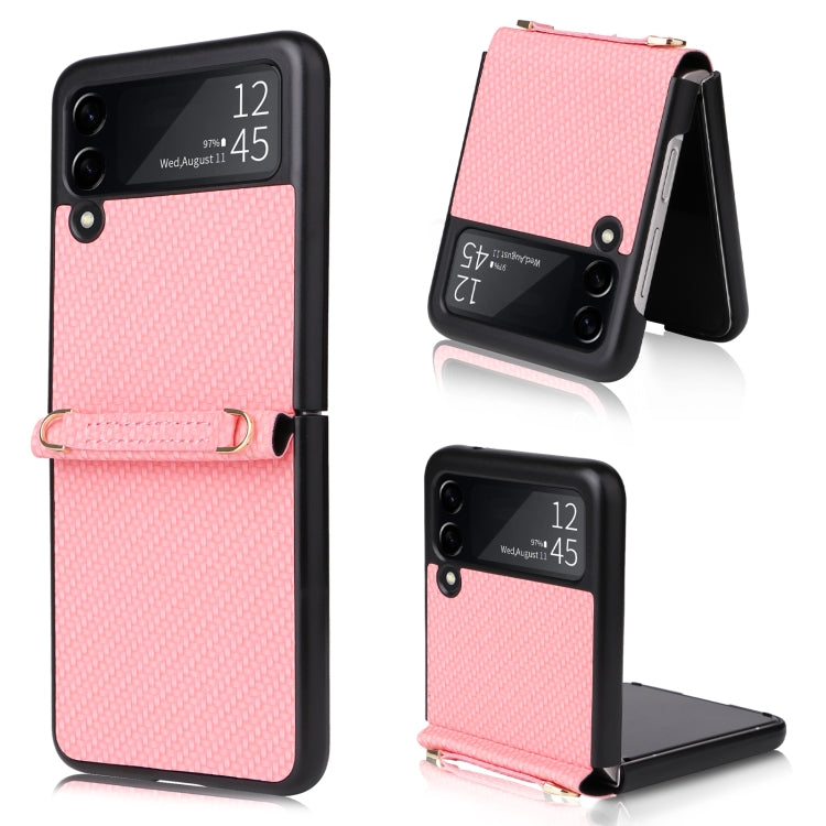 For Samsung Galaxy Z Flip3 5G Straw Mat Texture Lanyard Phone Case
