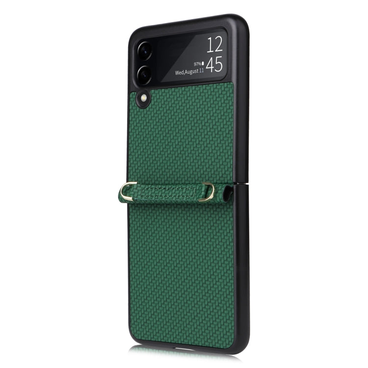 For Samsung Galaxy Z Flip3 5G Straw Mat Texture Lanyard Phone Case
