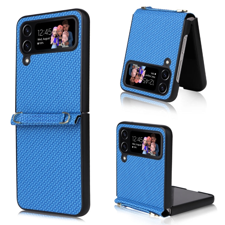 For Samsung Galaxy Z Flip4 5G Straw Mat Texture Lanyard Phone Case