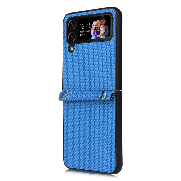 For Samsung Galaxy Z Flip4 5G Straw Mat Texture Lanyard Phone Case