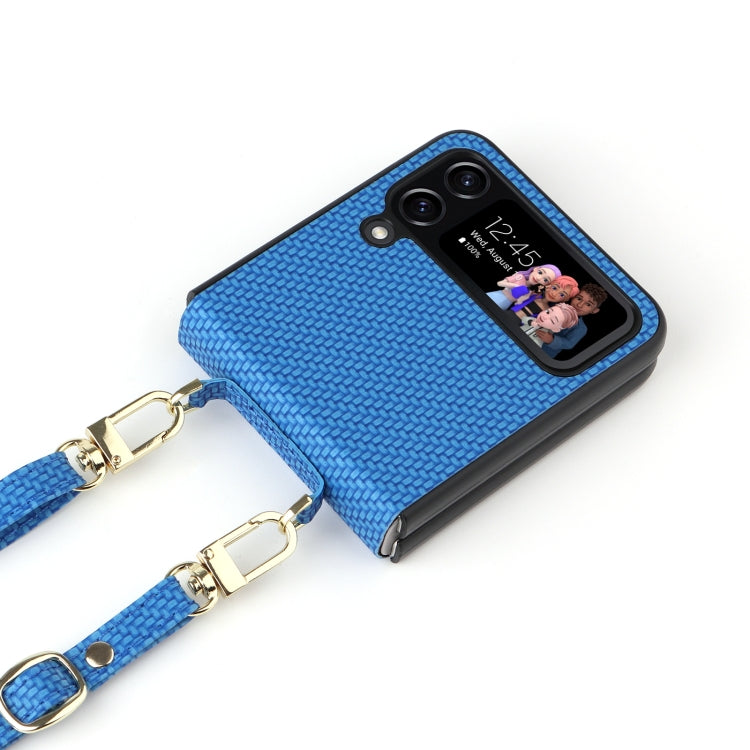 For Samsung Galaxy Z Flip4 5G Straw Mat Texture Lanyard Phone Case