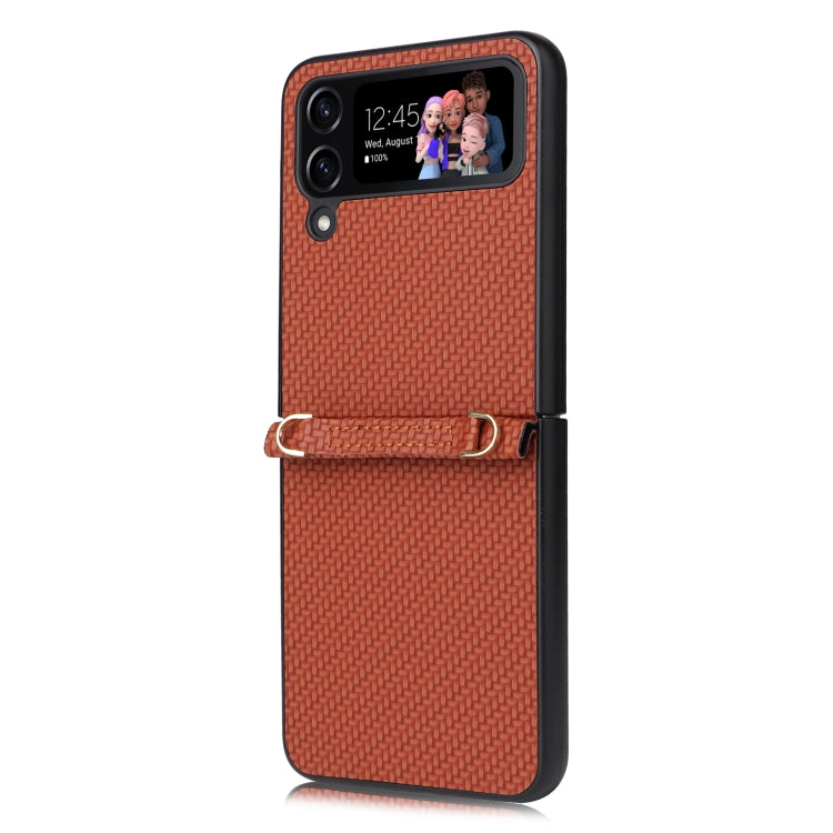 For Samsung Galaxy Z Flip4 5G Straw Mat Texture Lanyard Phone Case