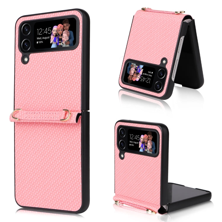 For Samsung Galaxy Z Flip4 5G Straw Mat Texture Lanyard Phone Case