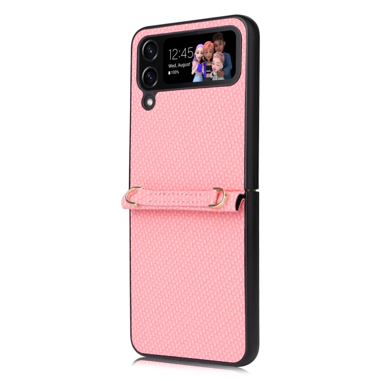 For Samsung Galaxy Z Flip4 5G Straw Mat Texture Lanyard Phone Case