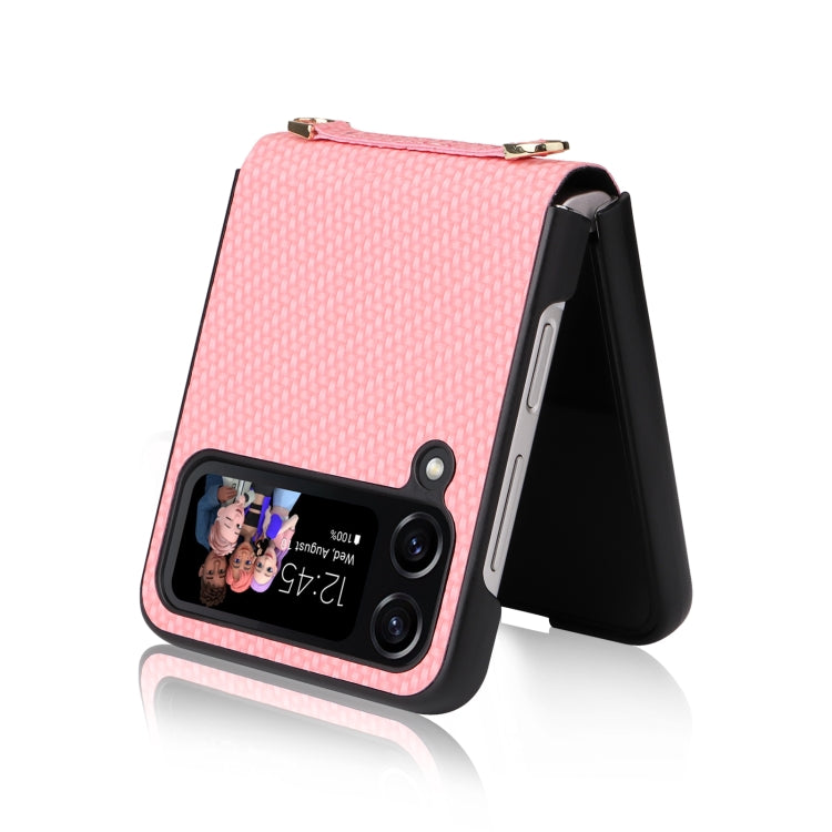 For Samsung Galaxy Z Flip4 5G Straw Mat Texture Lanyard Phone Case
