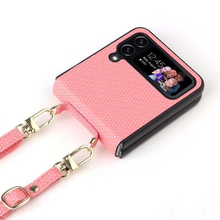 For Samsung Galaxy Z Flip4 5G Straw Mat Texture Lanyard Phone Case