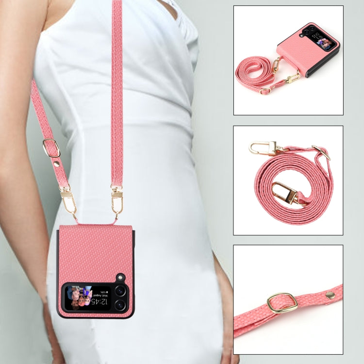 For Samsung Galaxy Z Flip4 5G Straw Mat Texture Lanyard Phone Case