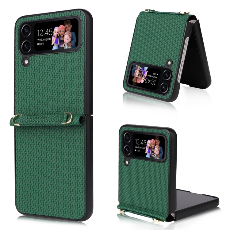 For Samsung Galaxy Z Flip4 5G Straw Mat Texture Lanyard Phone Case