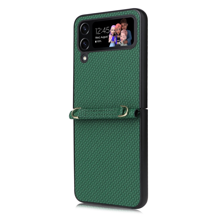 For Samsung Galaxy Z Flip4 5G Straw Mat Texture Lanyard Phone Case