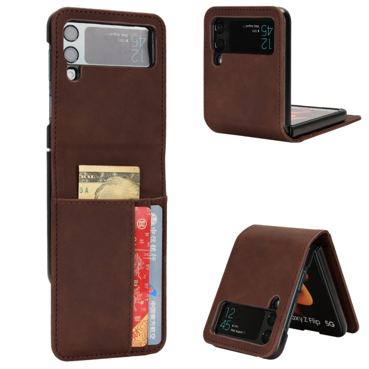 For Samsung Galaxy Z Flip3 5G Skin-feeling Half-split External Card Slot Folding Phone Case